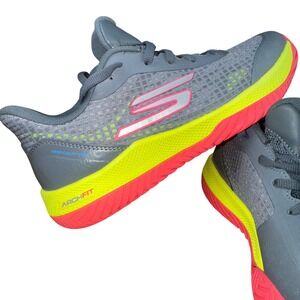 Skechers Viper Court Pro Arch Fit Pickleball Gray Pink Yellow Sneakers 8
